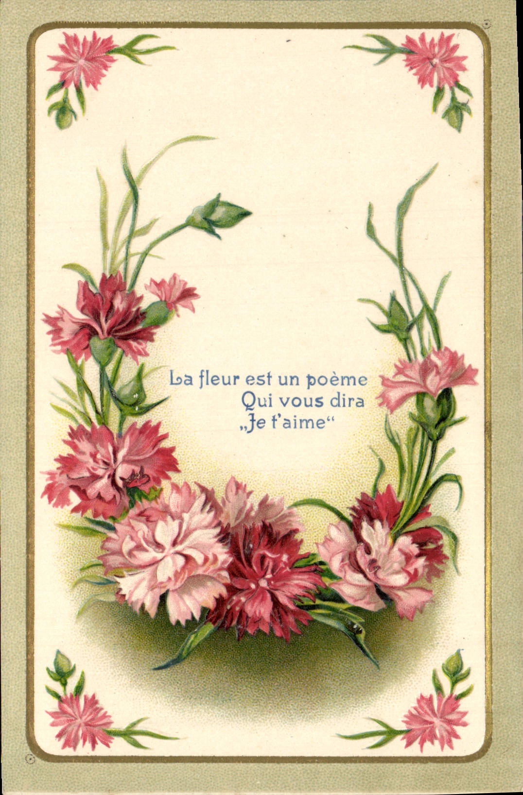 Flores de la fantasía de la POSTAL de la VENDIMIA