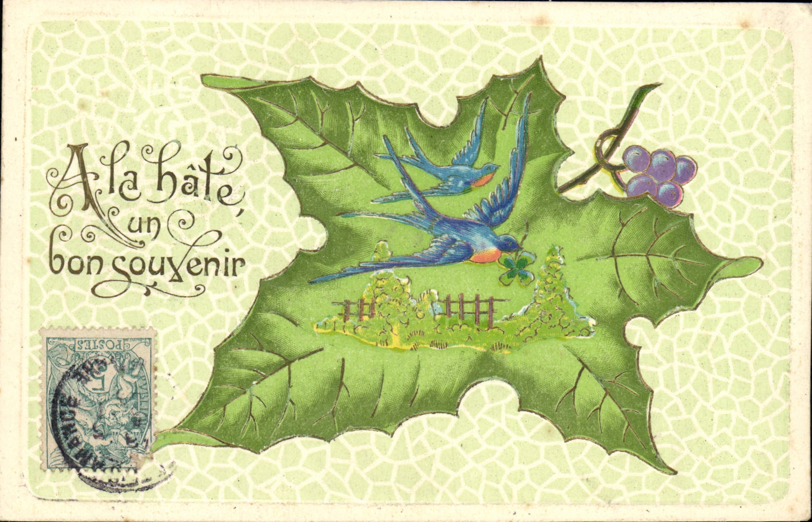 Tragos de las flores de la fantasía de la POSTAL de la VENDIMIA