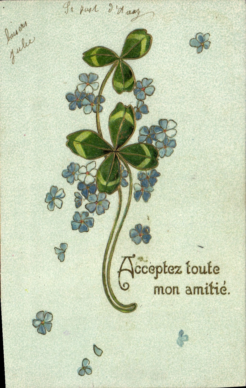 La fantasía de la POSTAL de la VENDIMIA florece el trébol