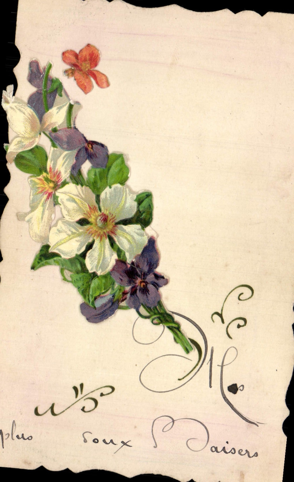 Flores de la fantasía de la POSTAL de la VENDIMIA