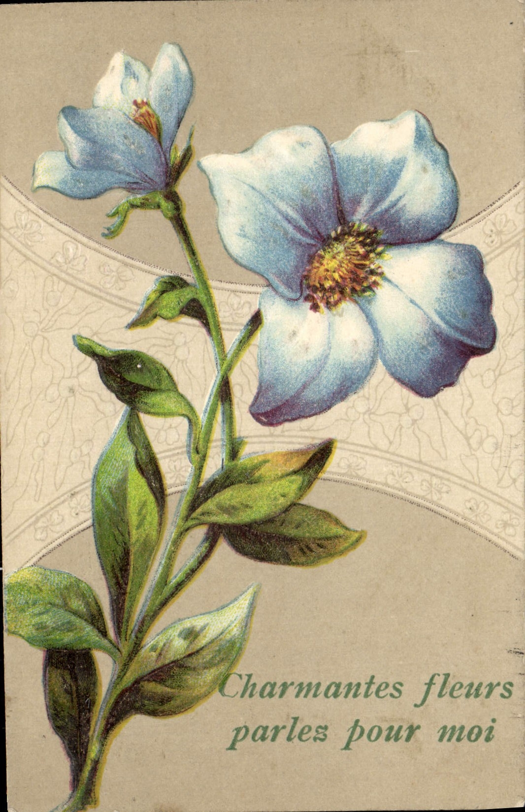 Flores de la fantasía de la POSTAL de la VENDIMIA