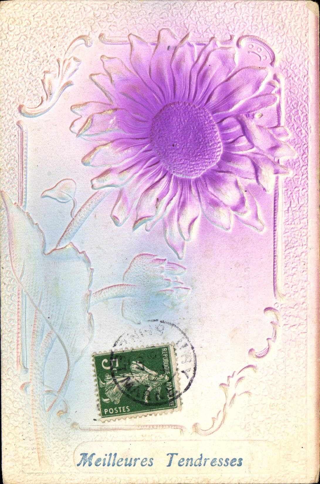 Flores de la fantasía de la POSTAL de la VENDIMIA