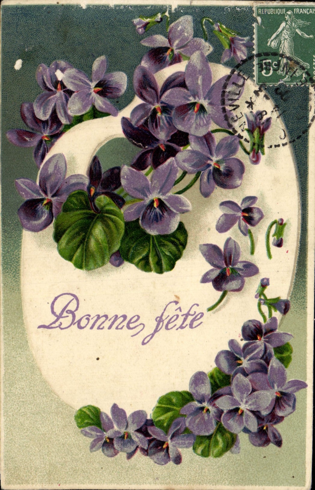 Flores de la fantasía de la POSTAL de la VENDIMIA