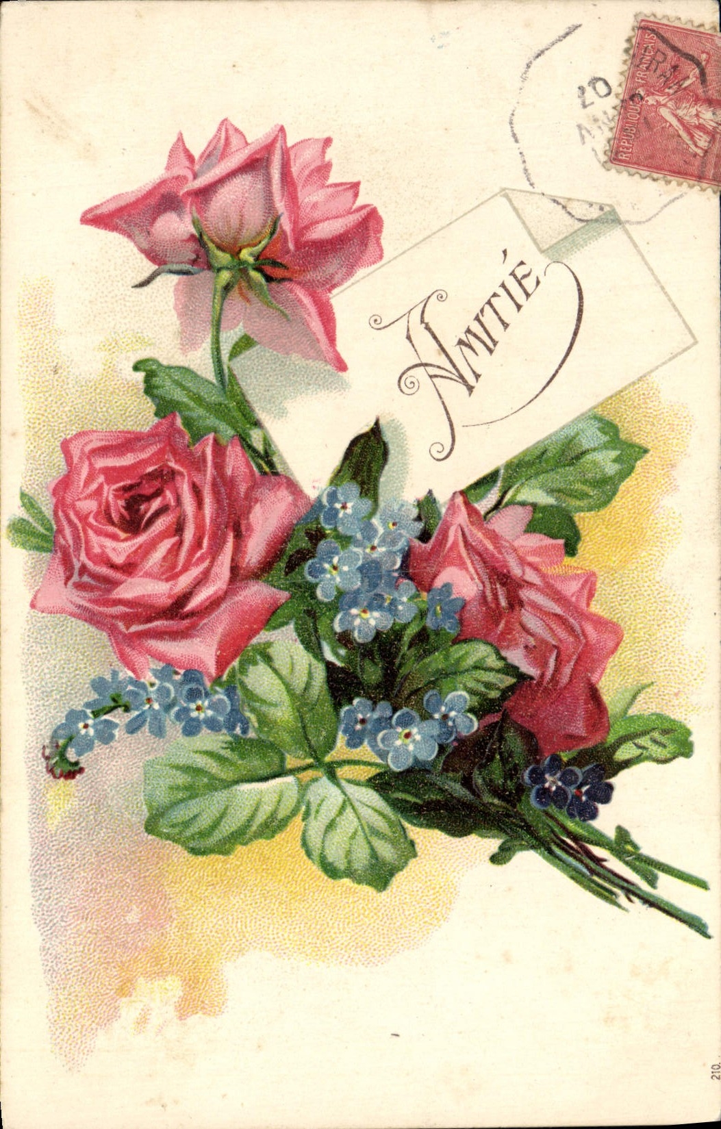 Flores de la fantasía de la POSTAL de la VENDIMIA
