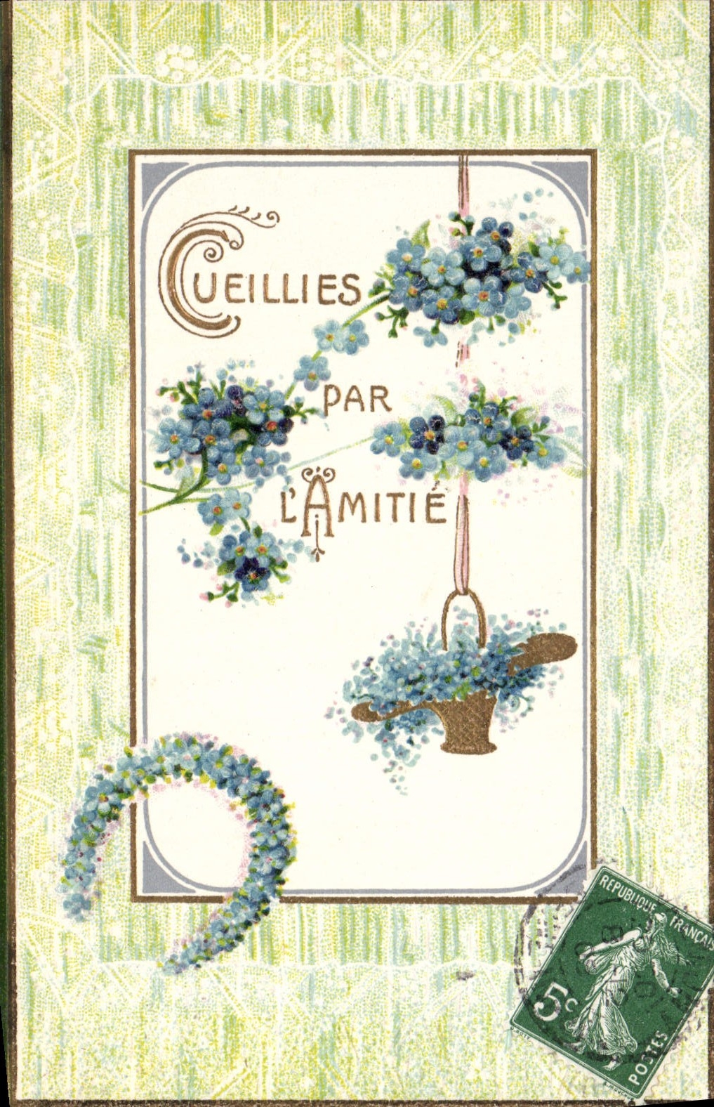 Flores de la fantasía de la POSTAL de la VENDIMIA