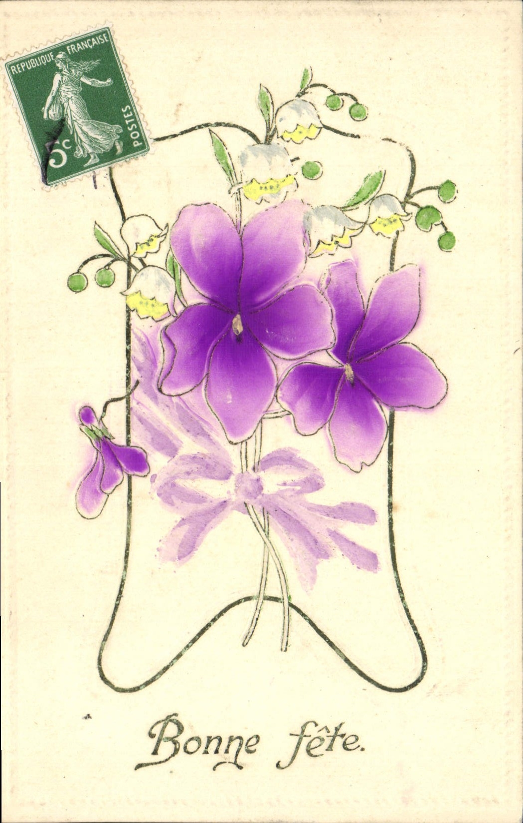 Flores de la fantasía de la POSTAL de la VENDIMIA