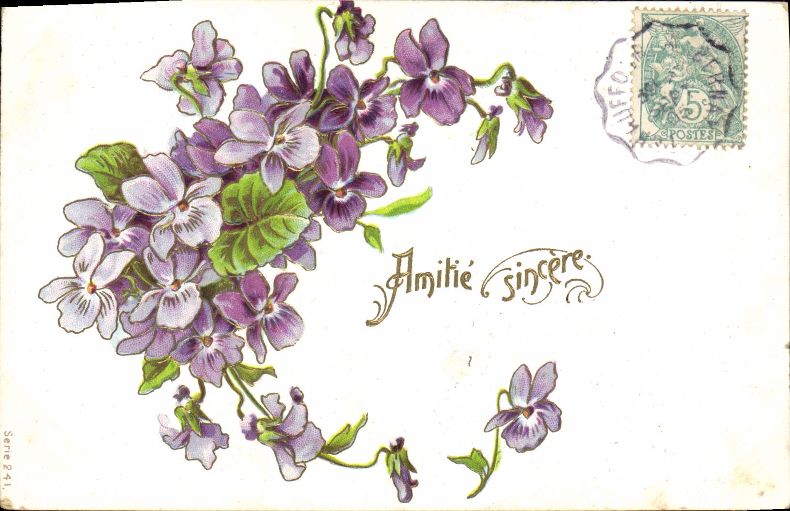 Flores de la fantasía de la POSTAL de la VENDIMIA