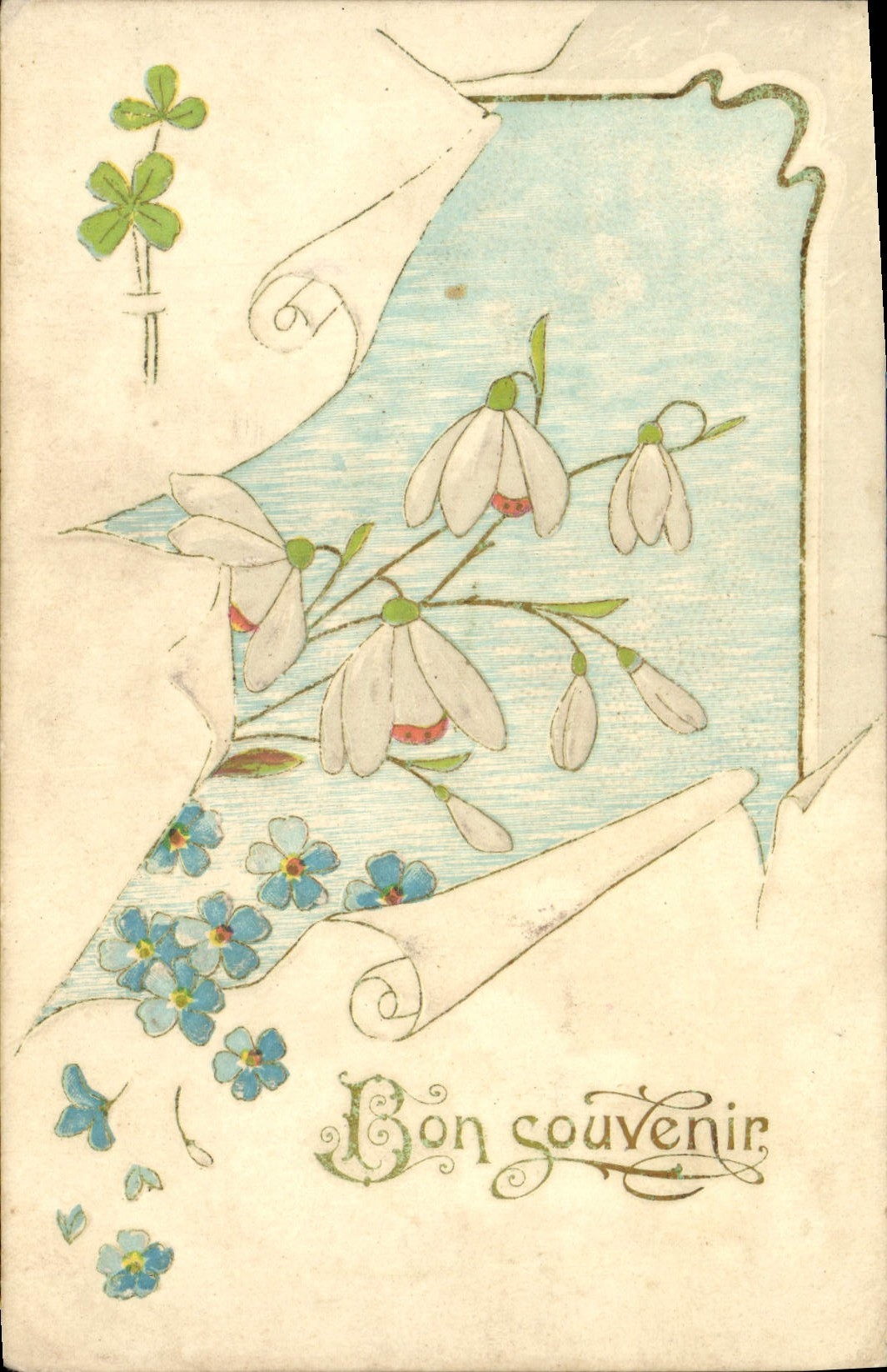 La fantasía de la POSTAL de la VENDIMIA florece el trébol