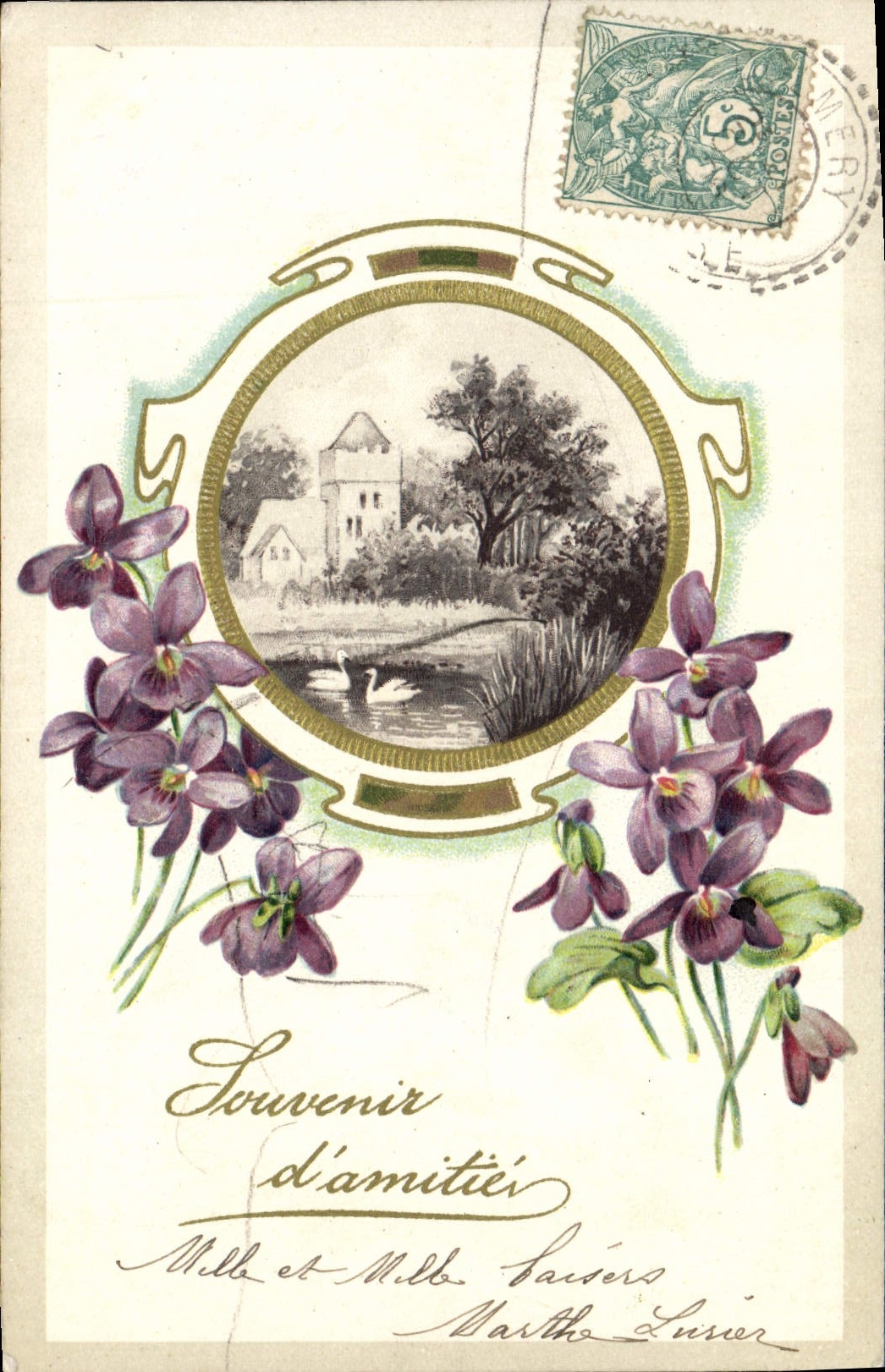 CPA Fantaisie Fleurs Chateau