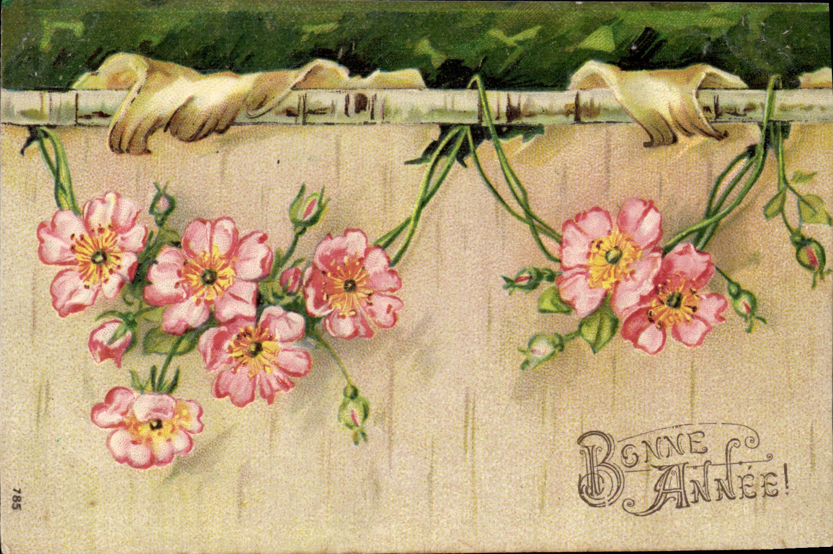 Flores de la fantasía de la POSTAL de la VENDIMIA