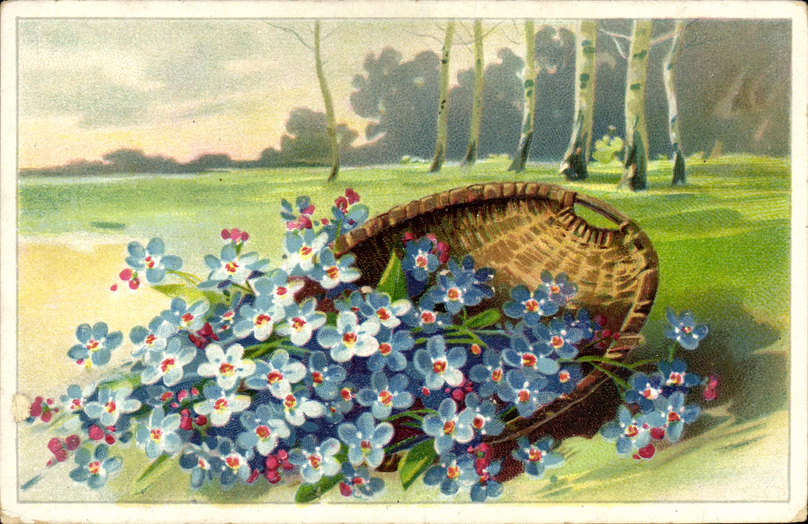 Flores de la fantasía de la POSTAL de la VENDIMIA
