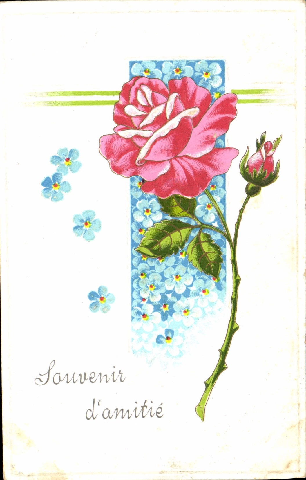 Flores de la fantasía de la POSTAL de la VENDIMIA