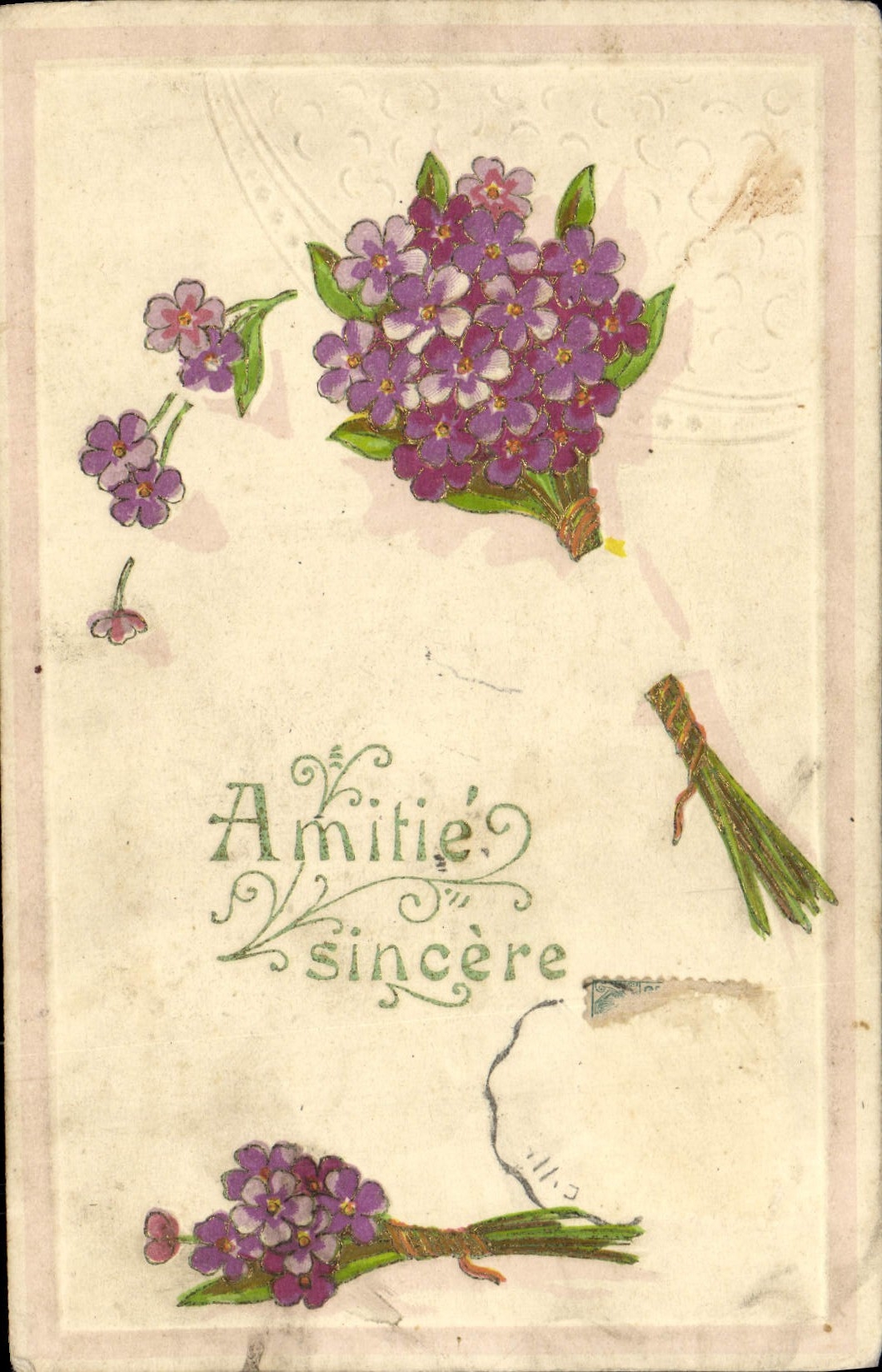 Flores de la fantasía de la POSTAL de la VENDIMIA