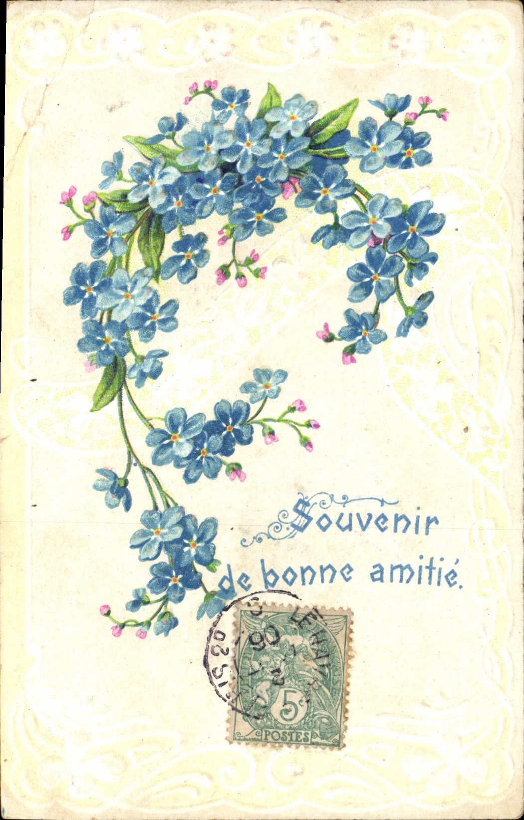 Flores de la fantasía de la POSTAL de la VENDIMIA