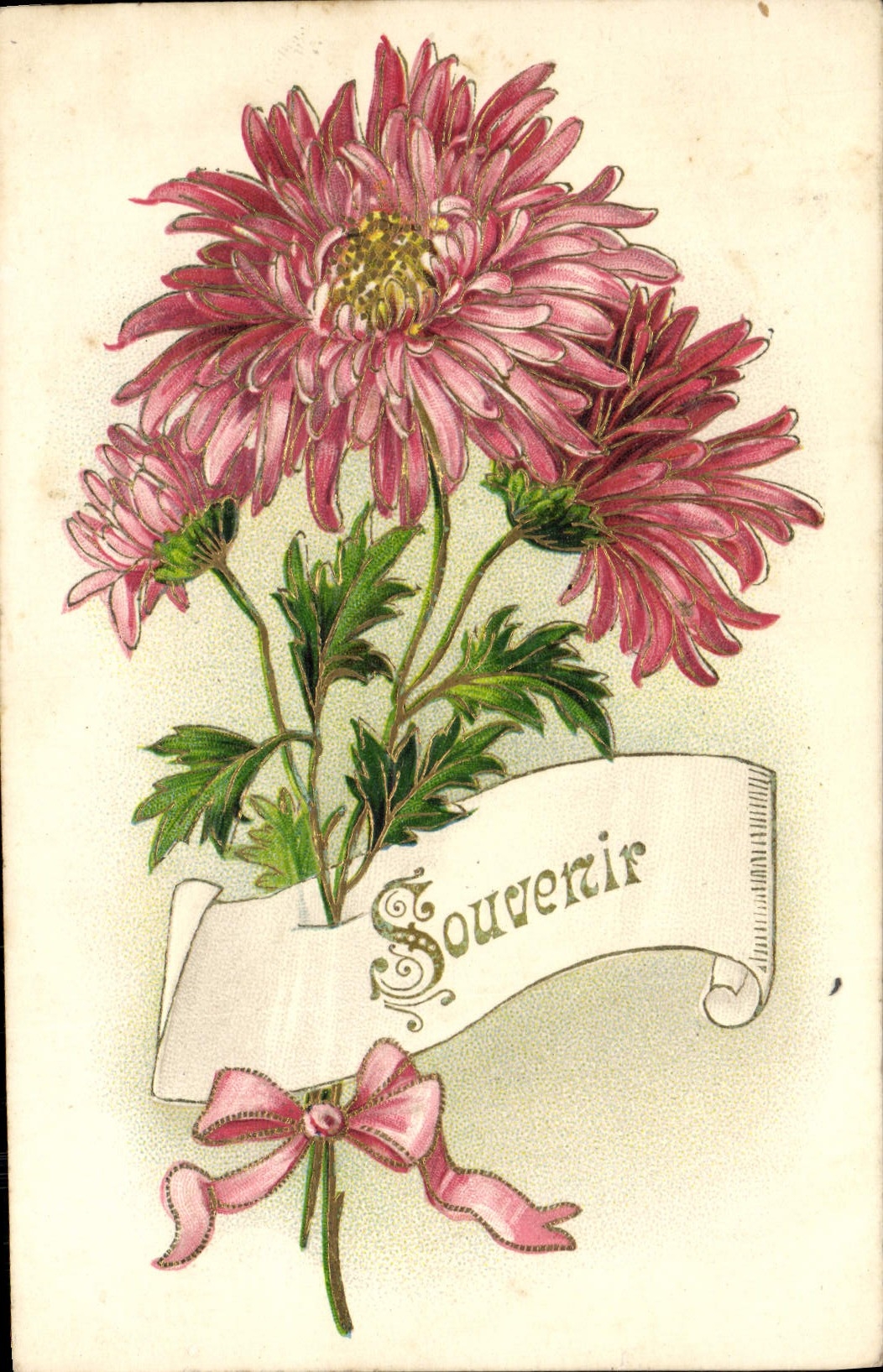 Flores de la fantasía de la POSTAL de la VENDIMIA