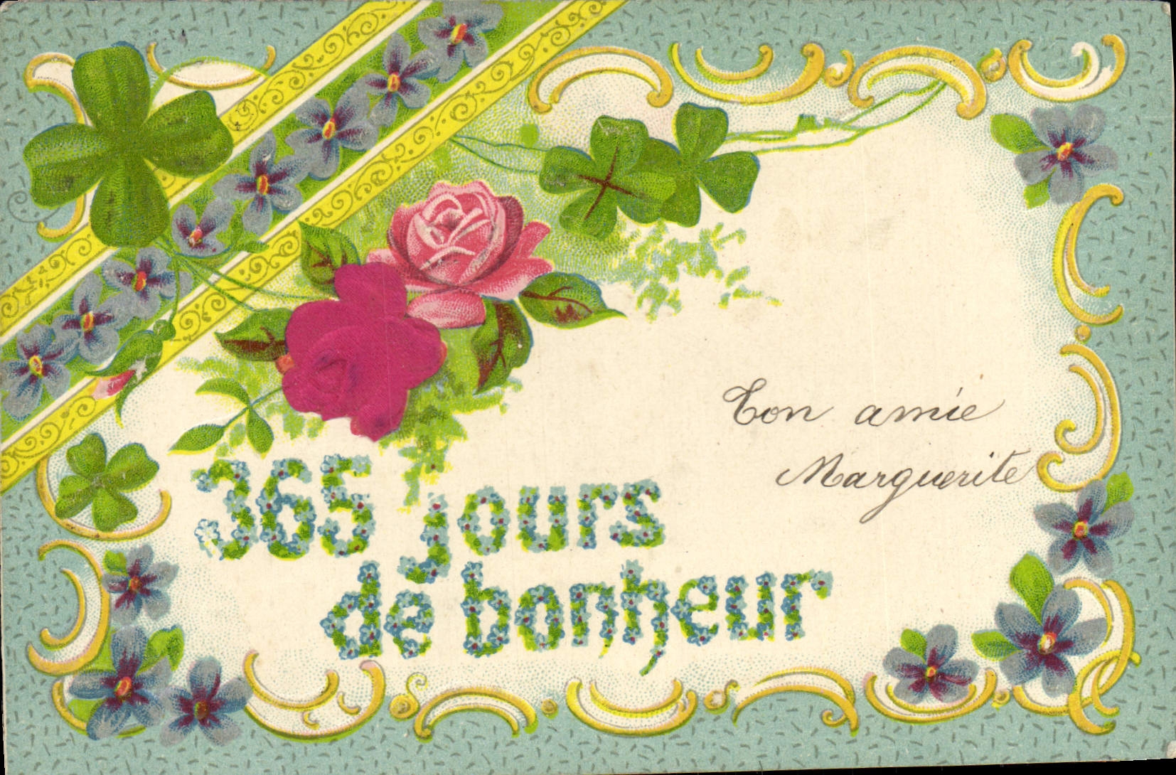 La fantasía de la POSTAL de la VENDIMIA florece el trébol