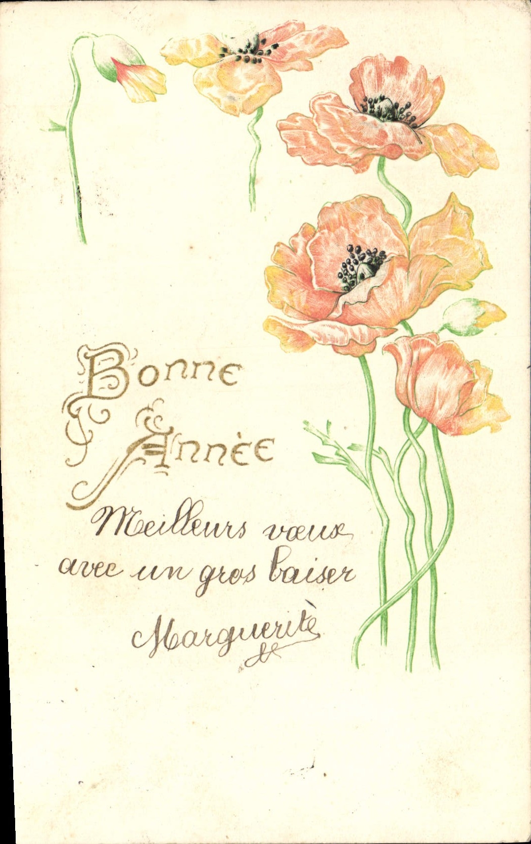 Flores de la fantasía de la POSTAL de la VENDIMIA