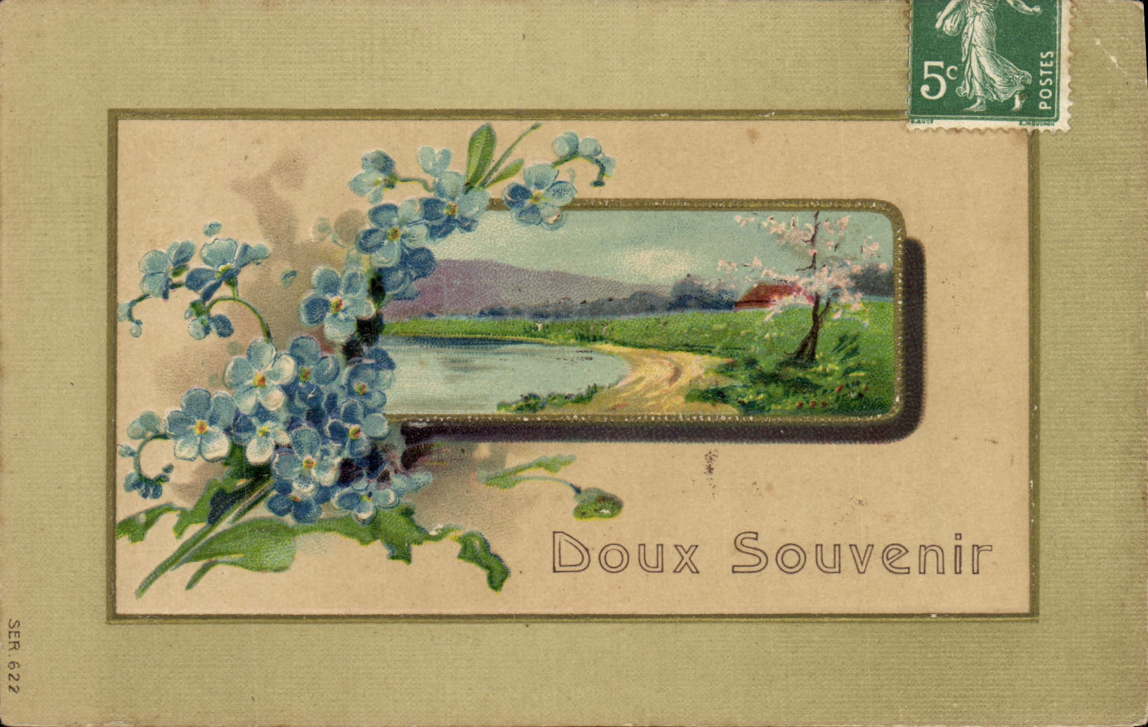 Flores de la fantasía de la POSTAL de la VENDIMIA