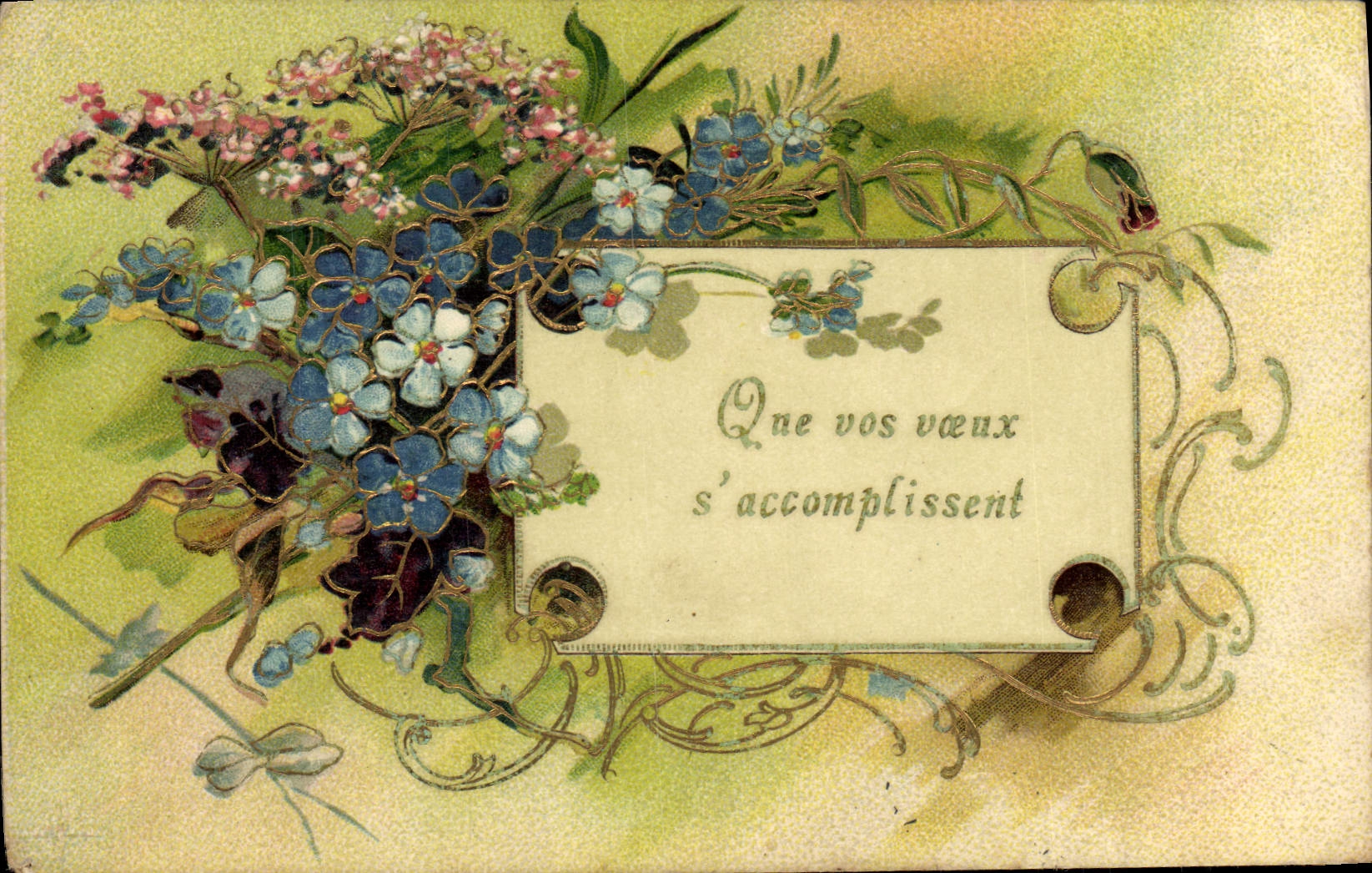 Flores de la fantasía de la POSTAL de la VENDIMIA