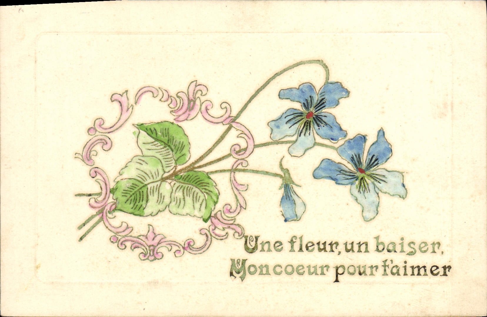 Flores de la fantasía de la POSTAL de la VENDIMIA
