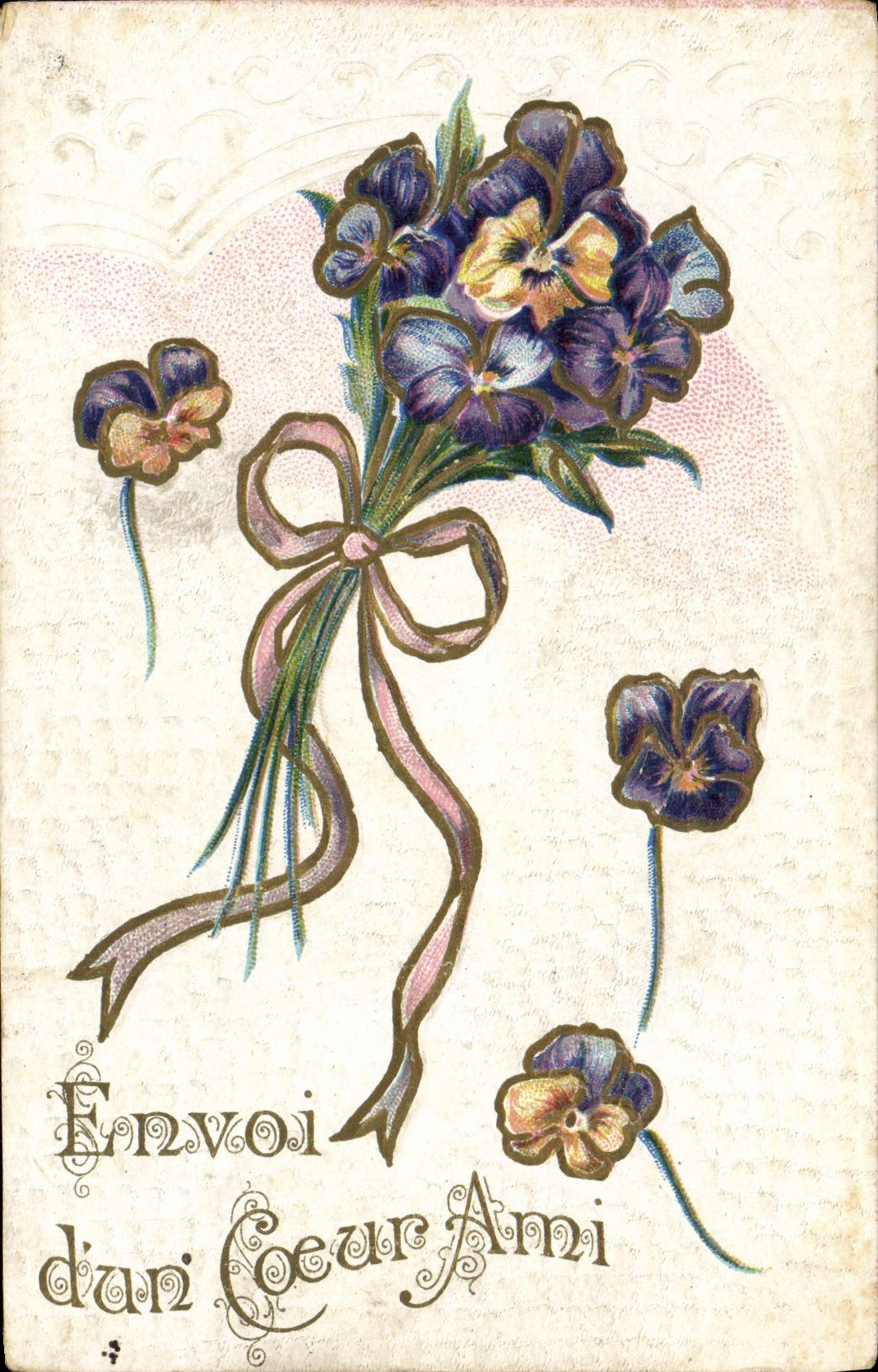 Flores de la fantasía de la POSTAL de la VENDIMIA