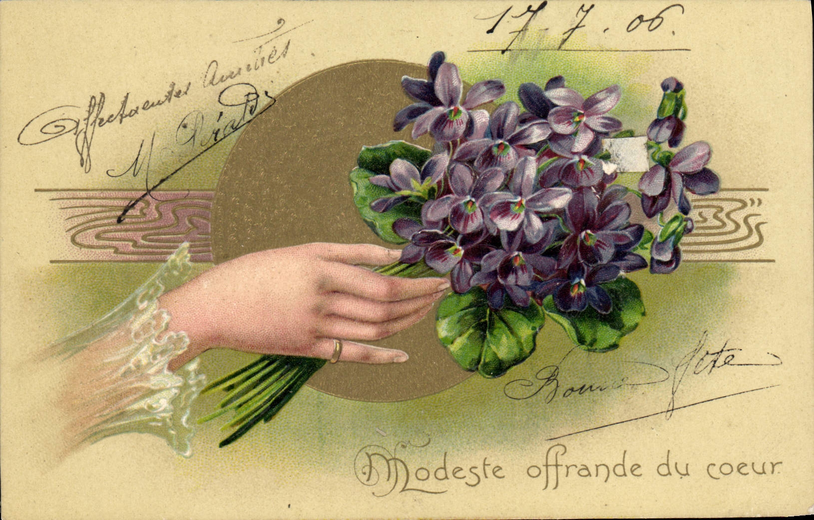 VINTAGE POSTCARD Fantasy Flowers Hand