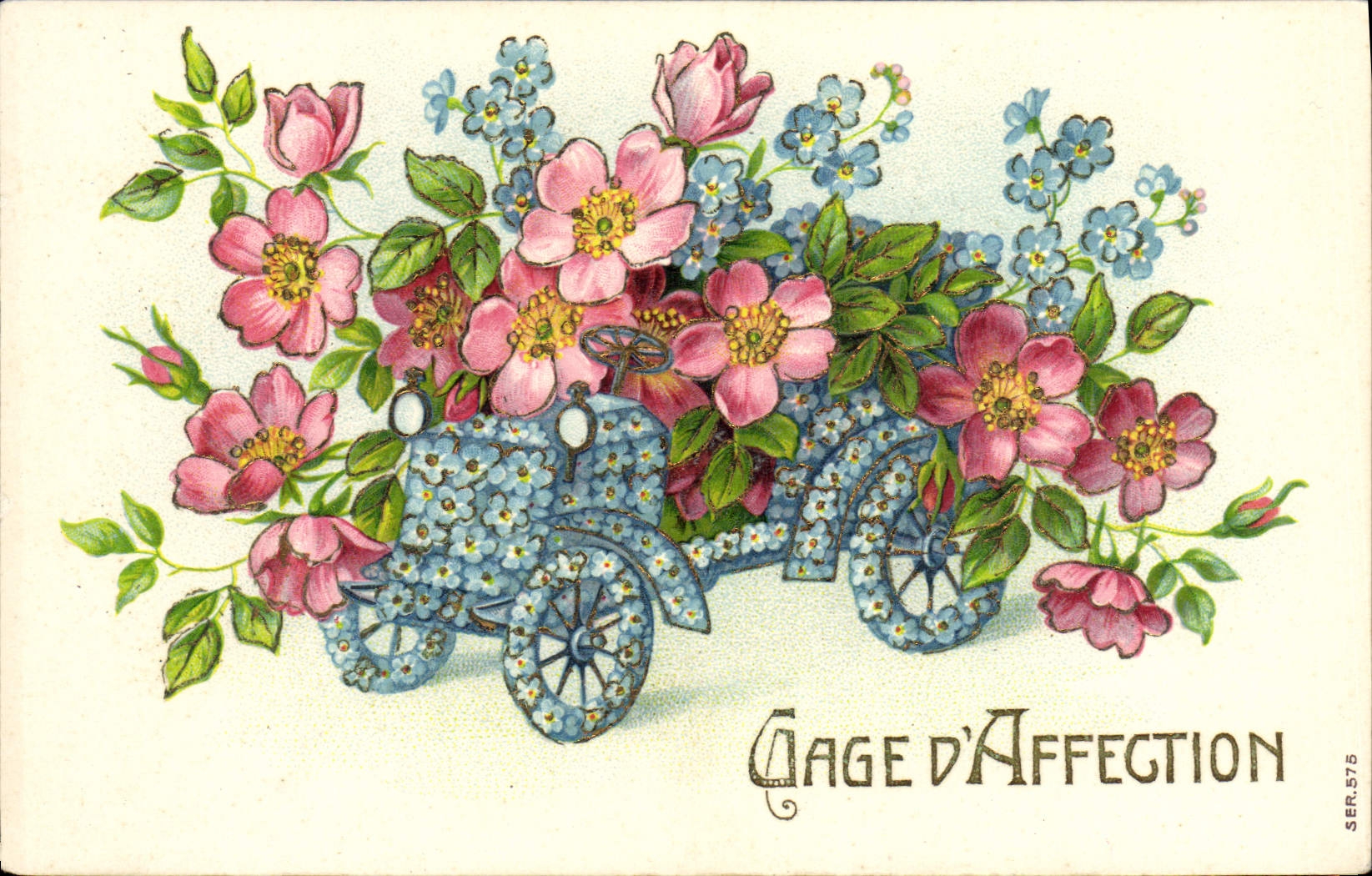 La fantasía de la POSTAL de la VENDIMIA florece el coche