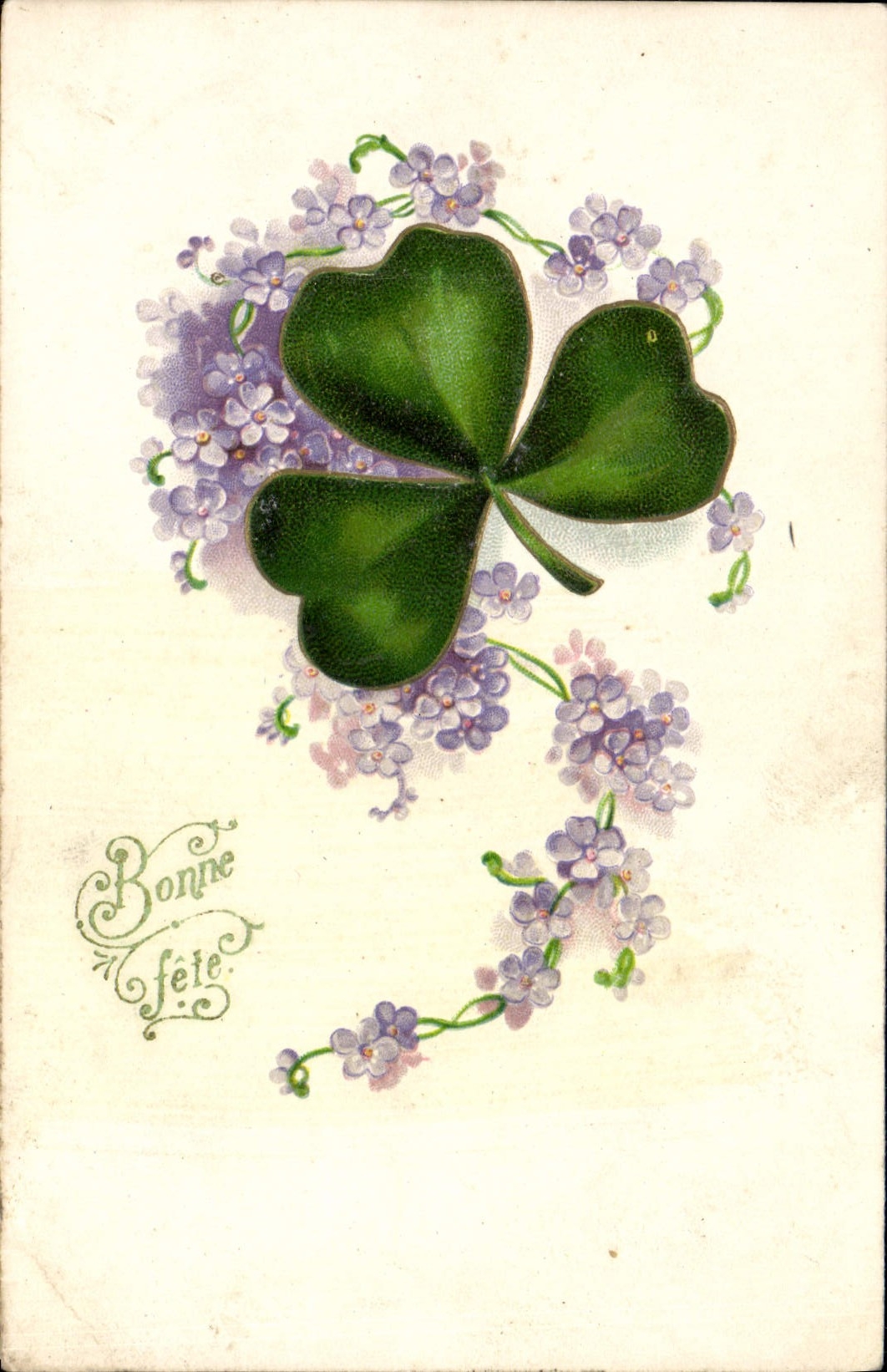 VINTAGE POSTCARD Fantasy Flowers Clover