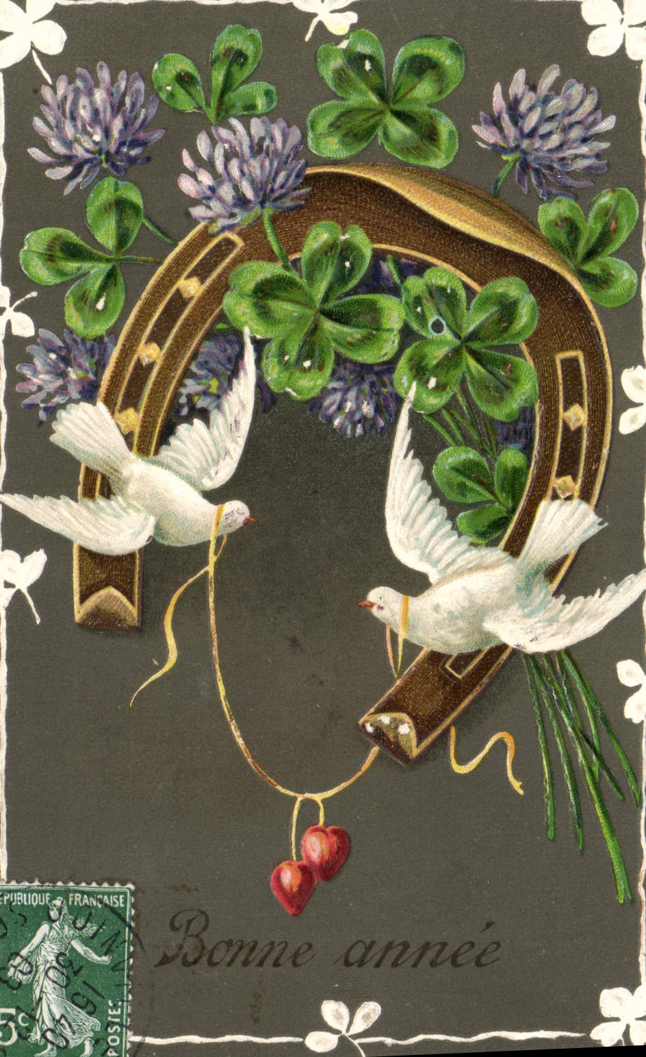 CPA Fantaisie Fleurs Trefles Colombes 