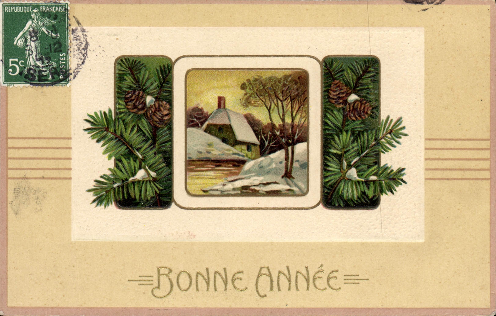 VINTAGE POSTCARD Fantasy Flowers Happy New Year