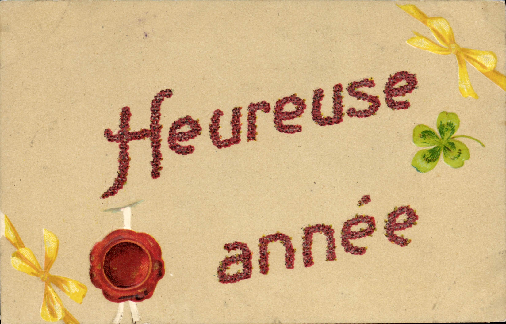 CPA Fantaisie Fleurs Heureuse Annee Trefle