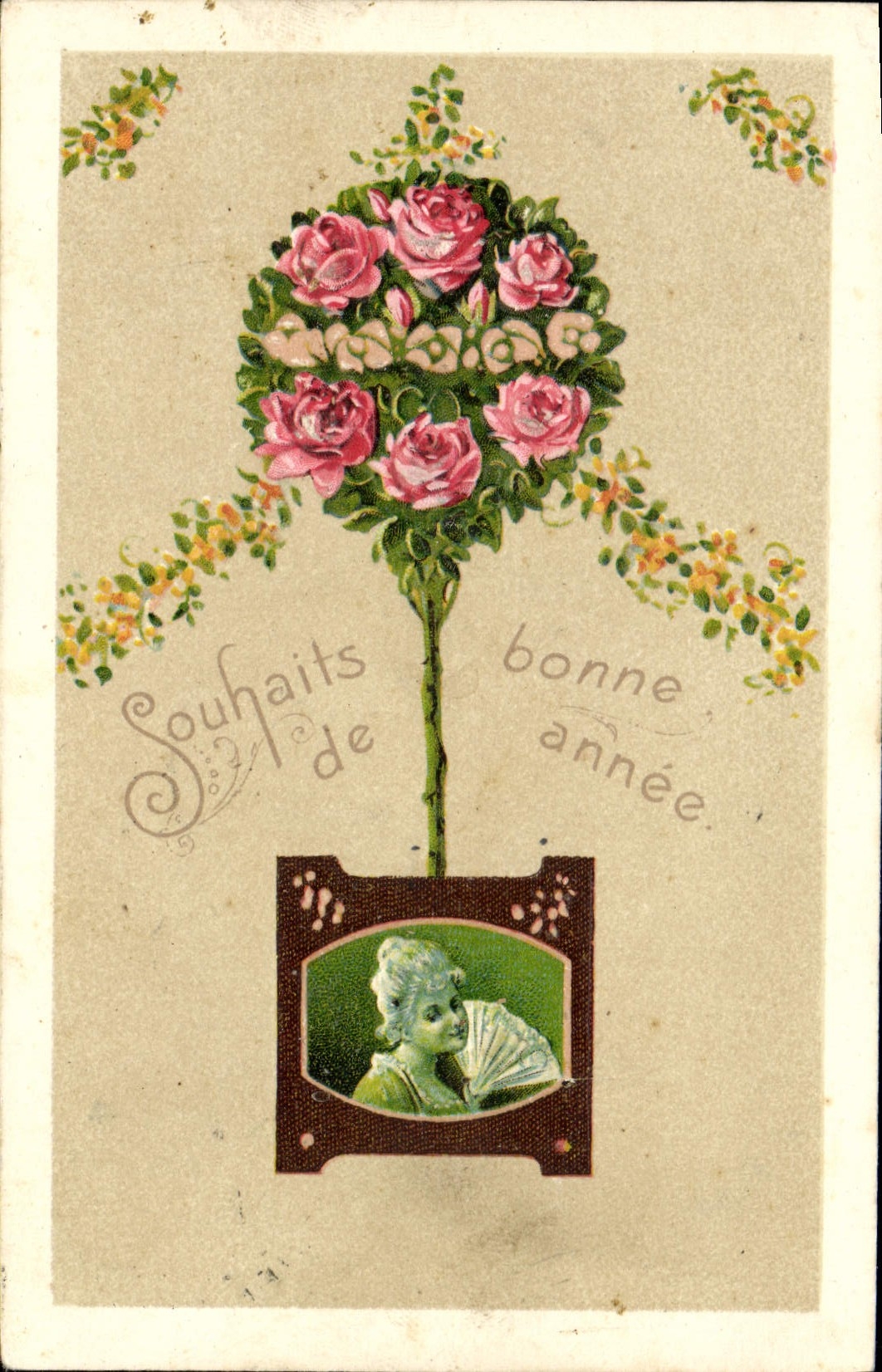VINTAGE POSTCARD Fantasy Flowers Woman Range