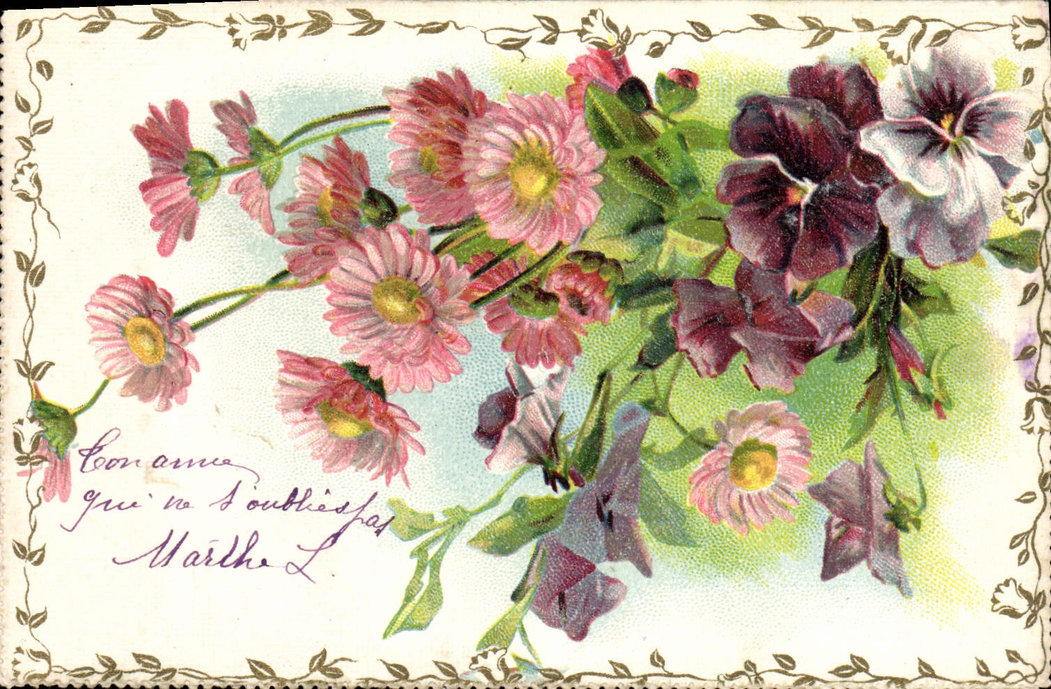 VINTAGE POSTCARD Fantasy Flowers