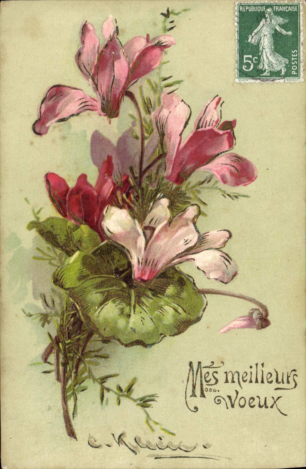 VINTAGE POSTCARD Fantasy Flowers