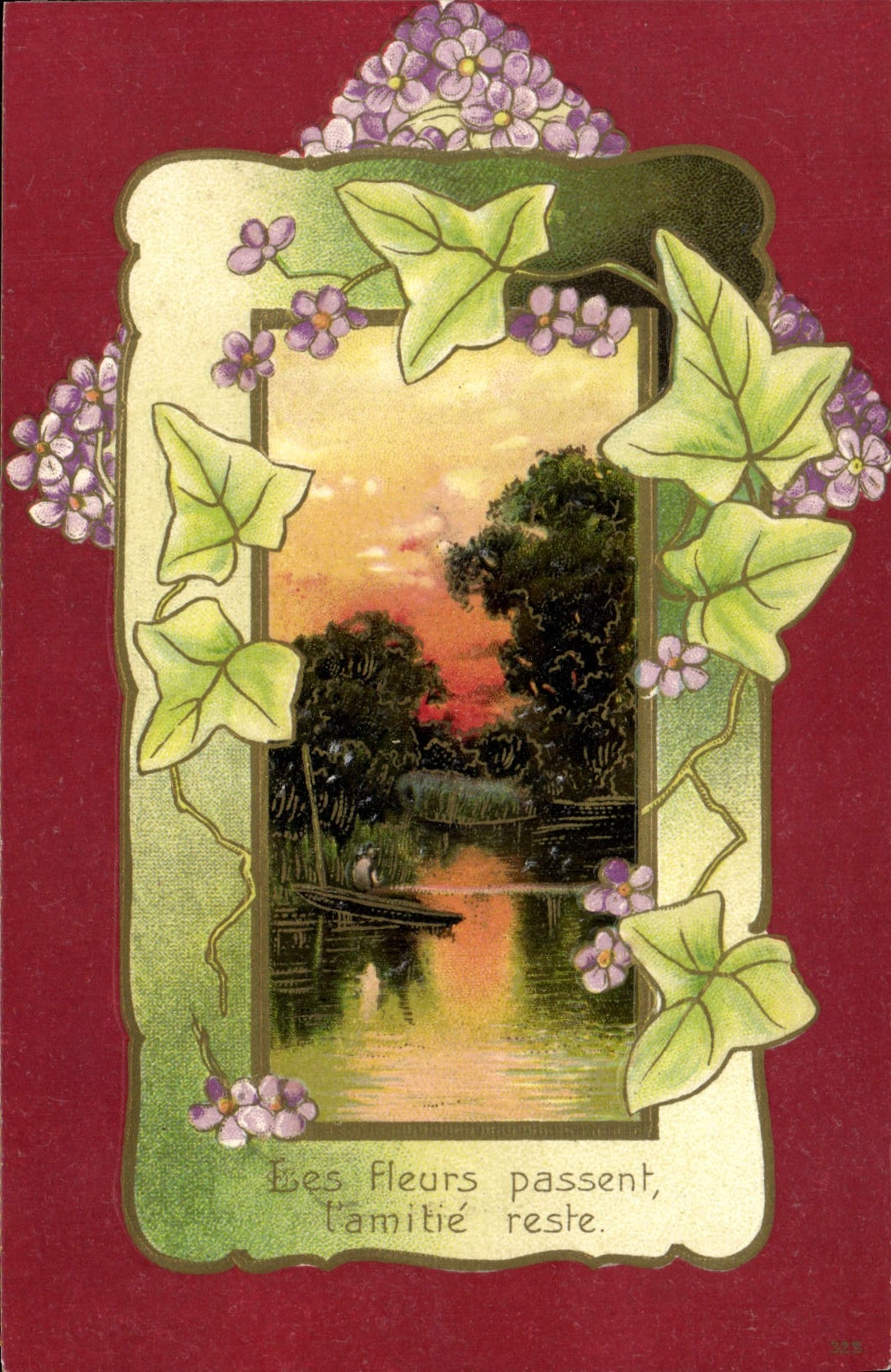VINTAGE POSTCARD Fantasy Flowers Vine