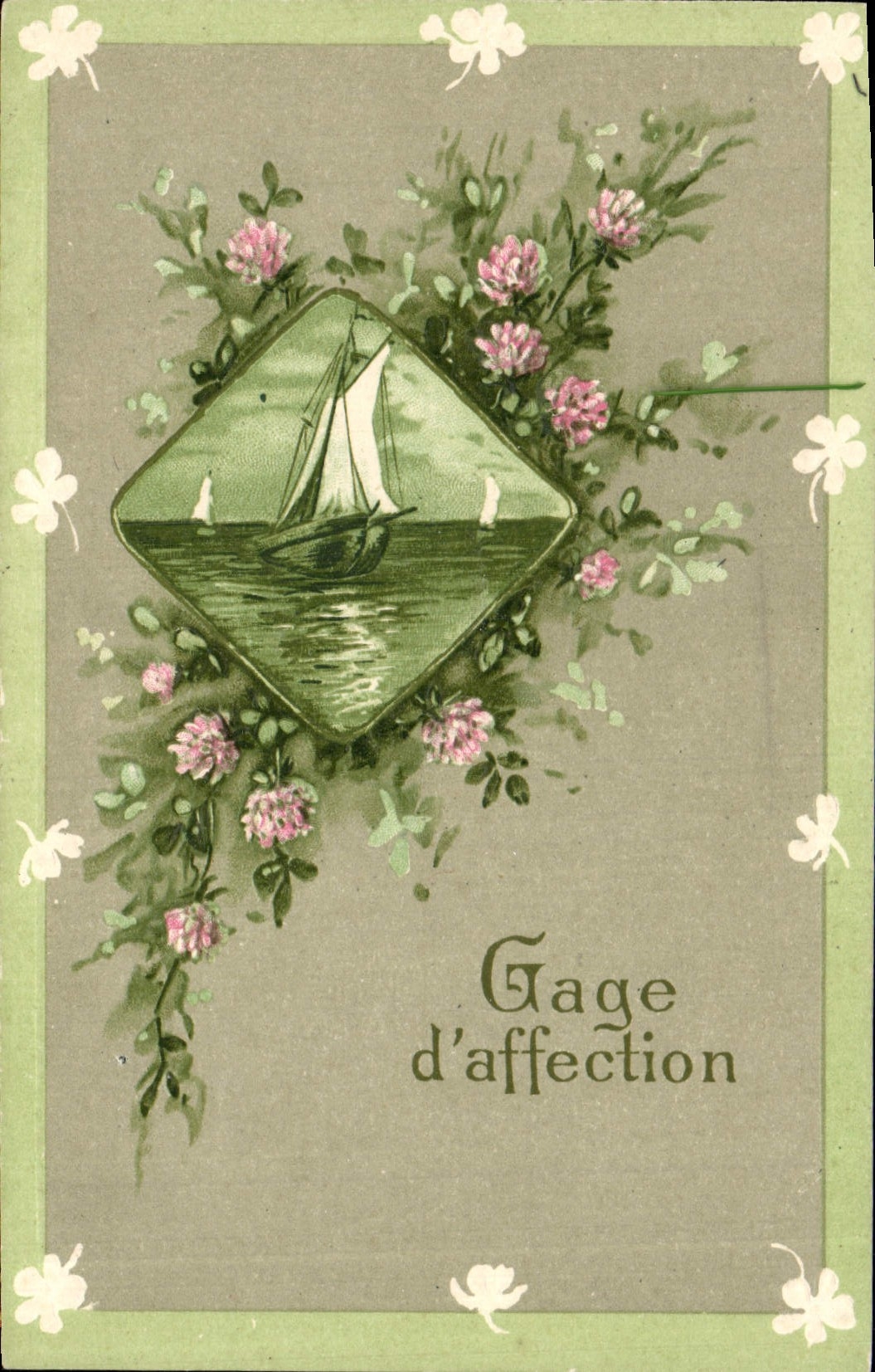 VINTAGE POSTCARD Fantasy Flowers Boat