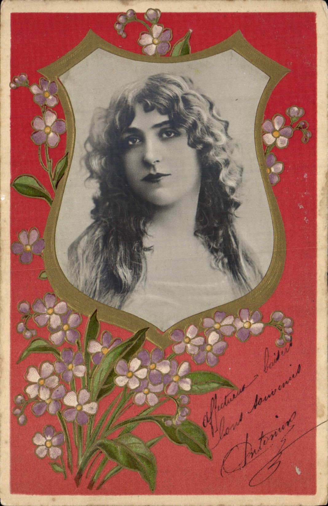 VINTAGE POSTCARD Fantasy Flowers Woman