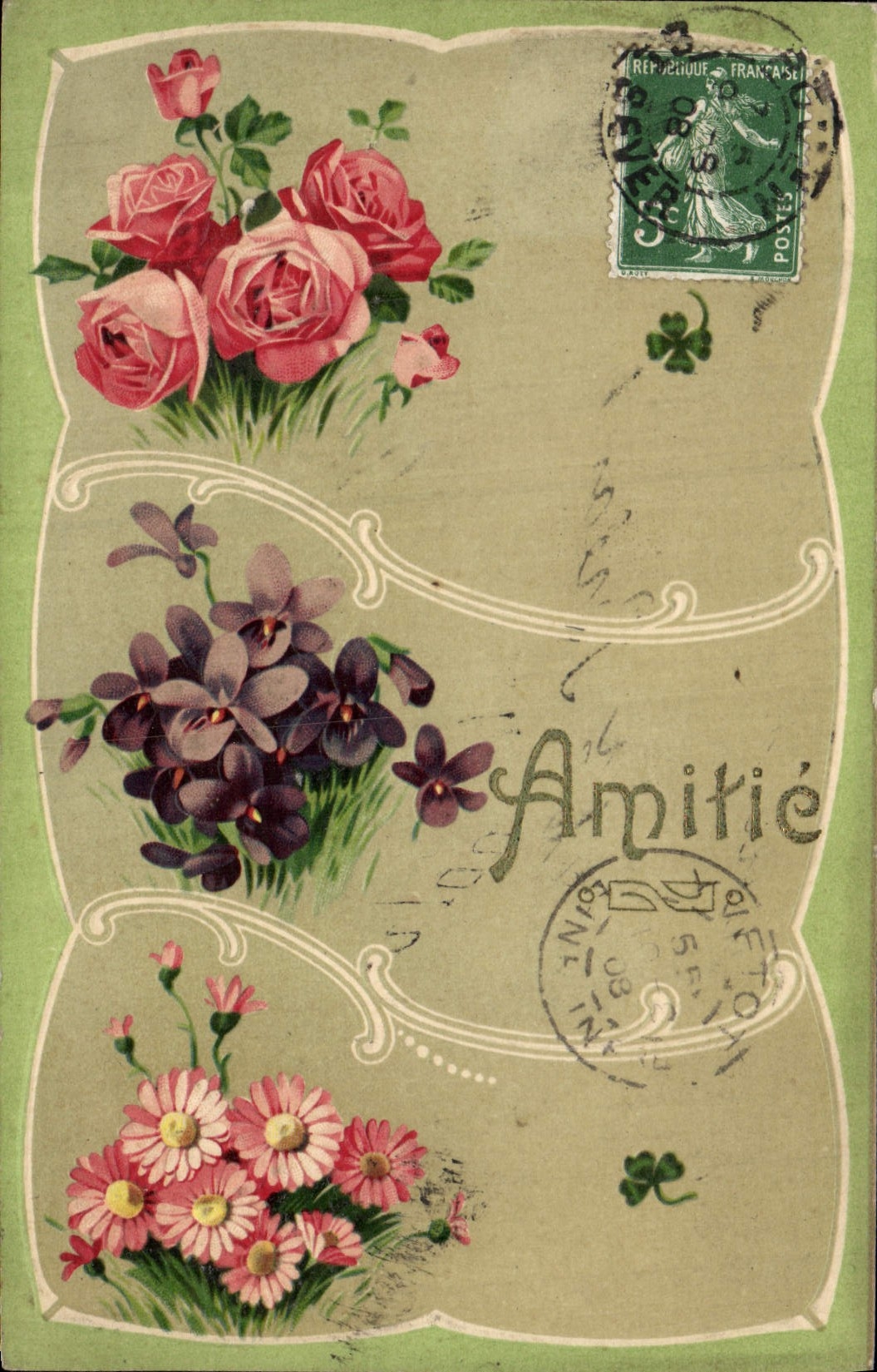 VINTAGE POSTCARD Fantasy Flowers