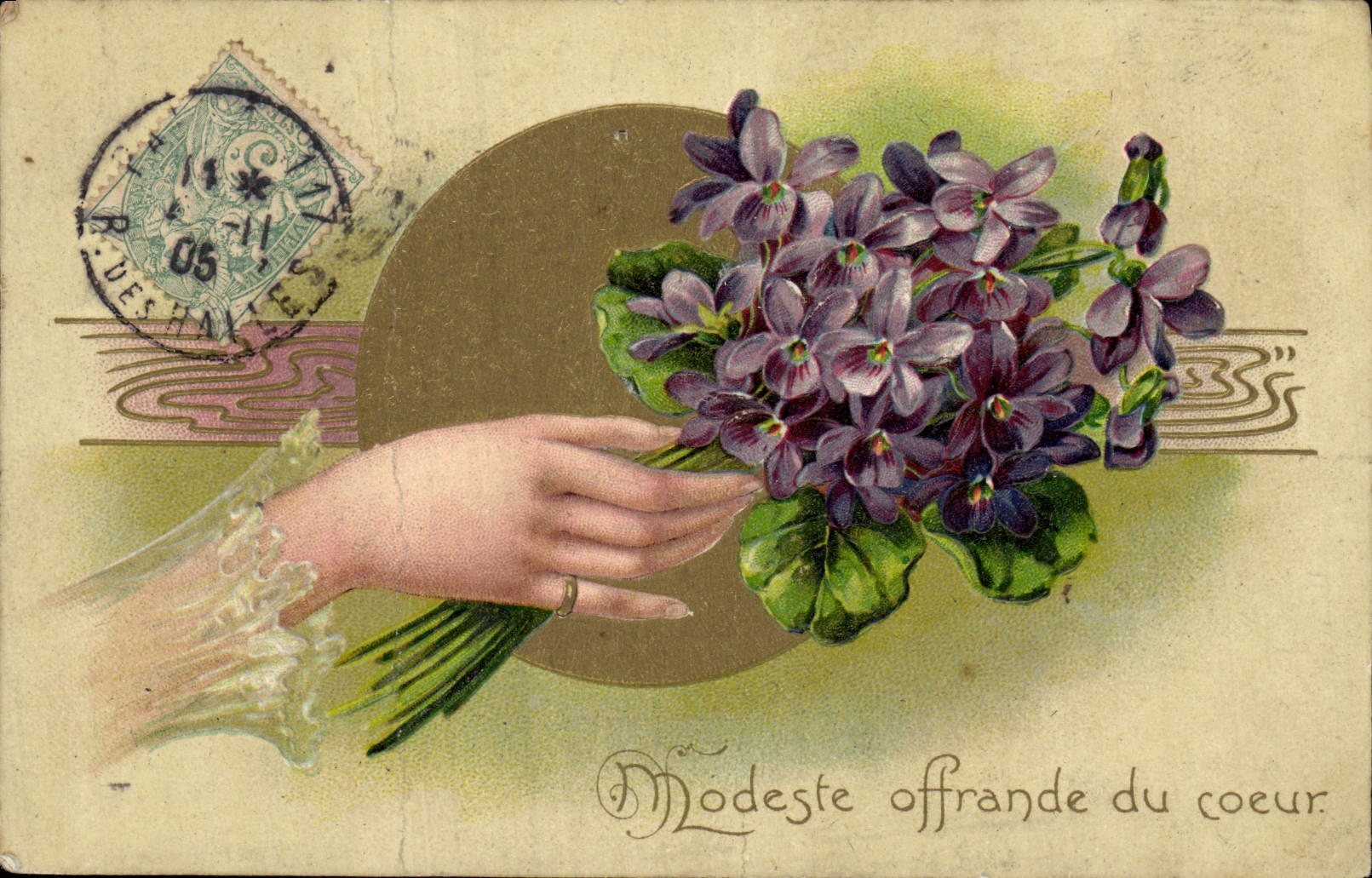 VINTAGE POSTCARD Fantasy Flowers Hand