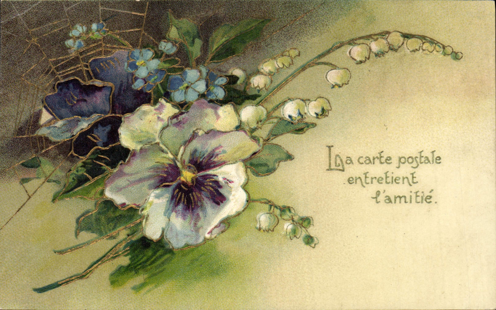 VINTAGE POSTCARD Fantasy Flowers Lily of the valley