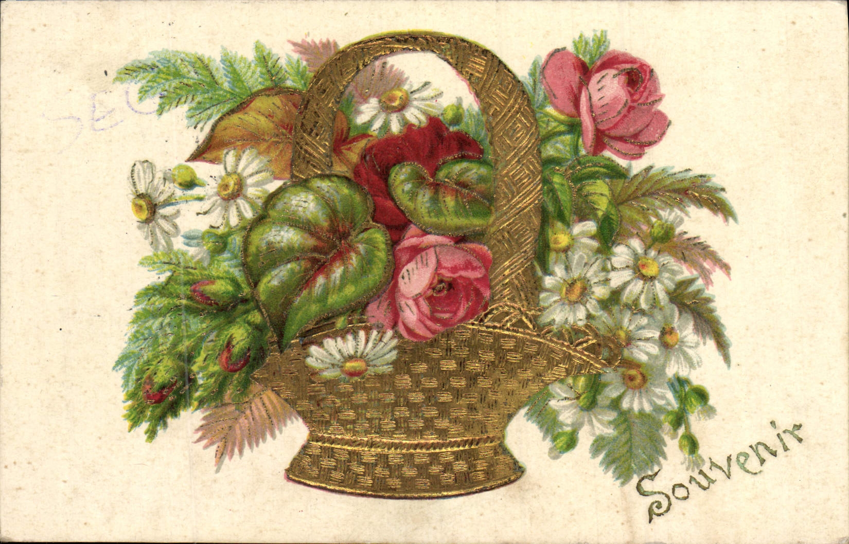 CPA Fantaisie Fleurs Souvenir