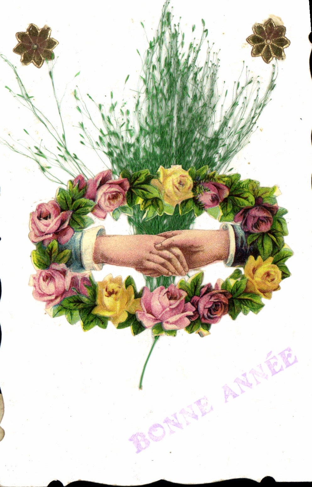 VINTAGE POSTCARD Fantasy Flowers Happy New Year