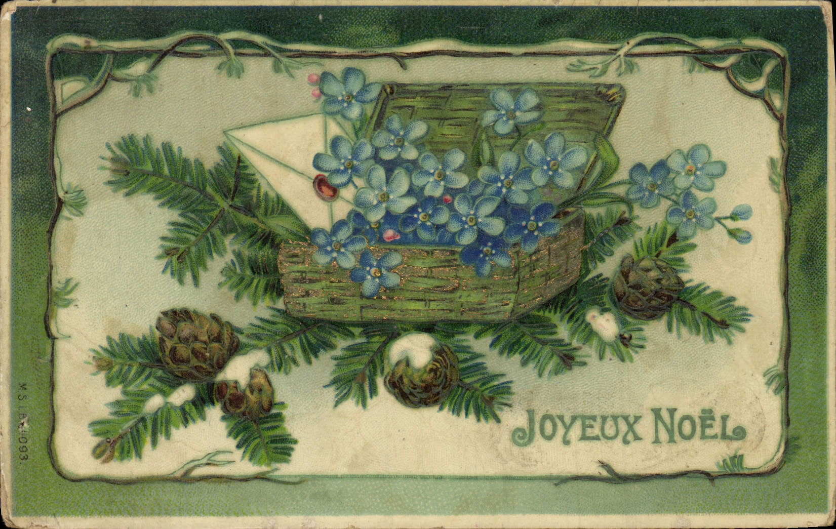 CPA Fantaisie Fleurs Joyeux Noel