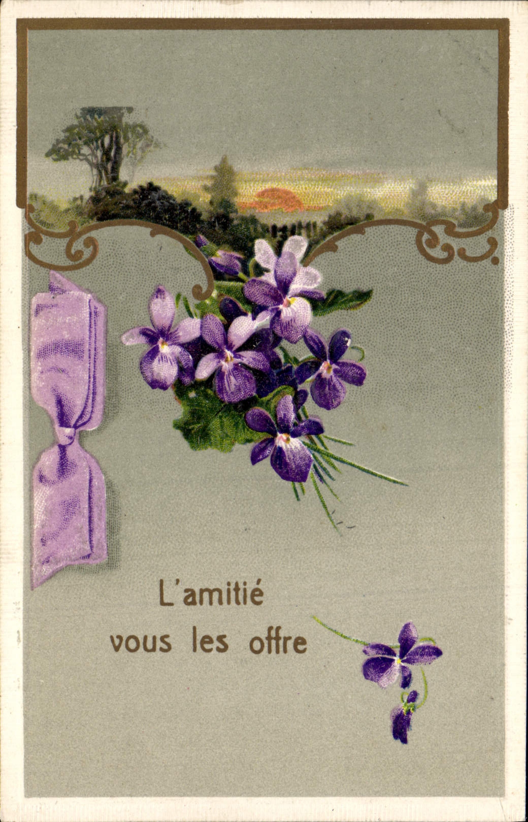 CPA Fantaisie Fleurs L'Amitie Vous Les Offre