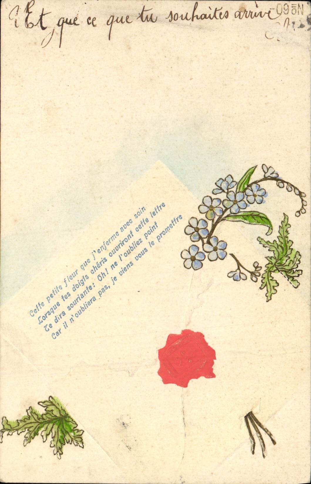 CPA Fantaisie Fleurs Lettre