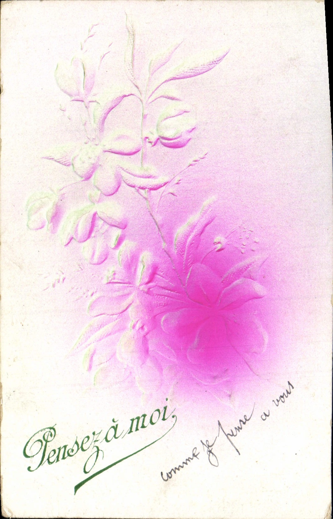 CPA Fantaisie Fleurs Pensez A Moi