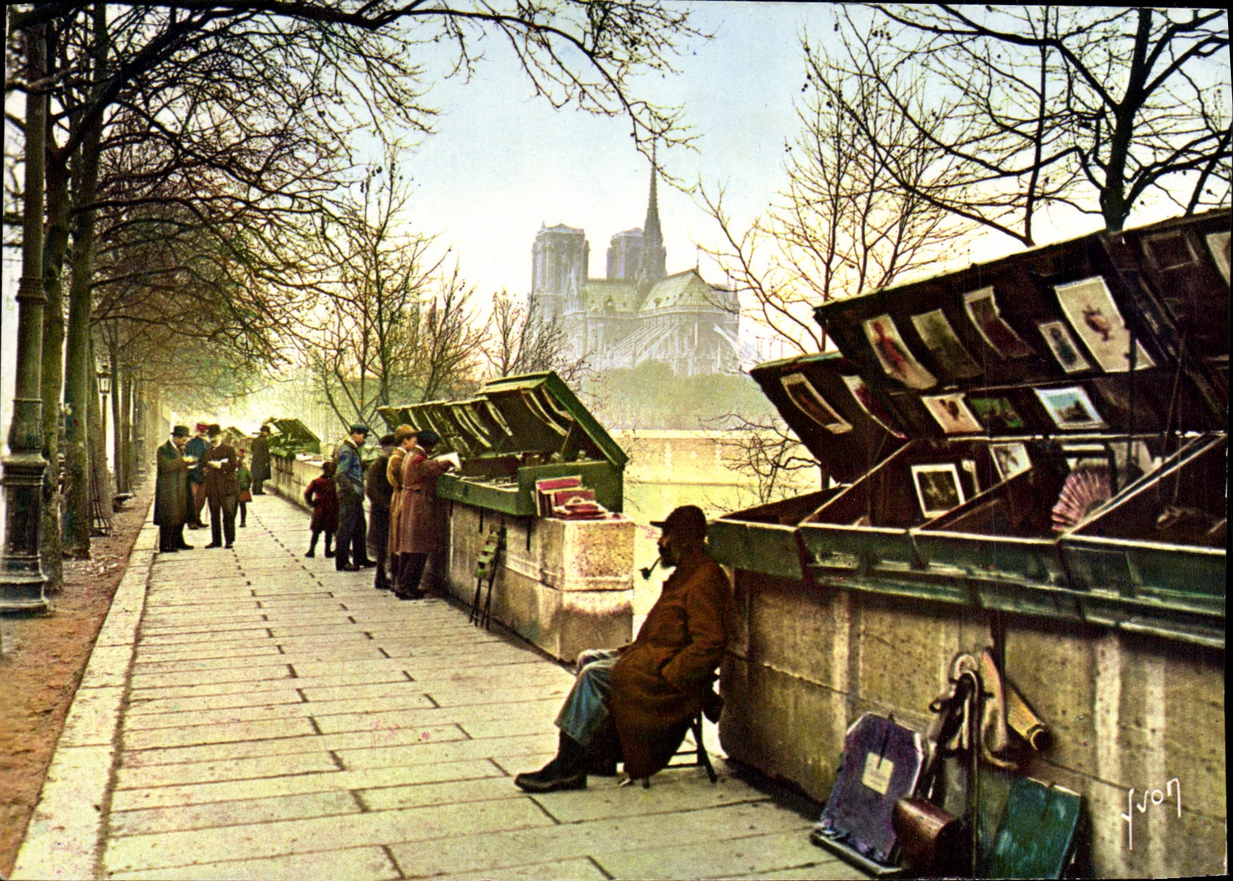 MODERN CARD Paris the Notre Dame Secondhand booksellers