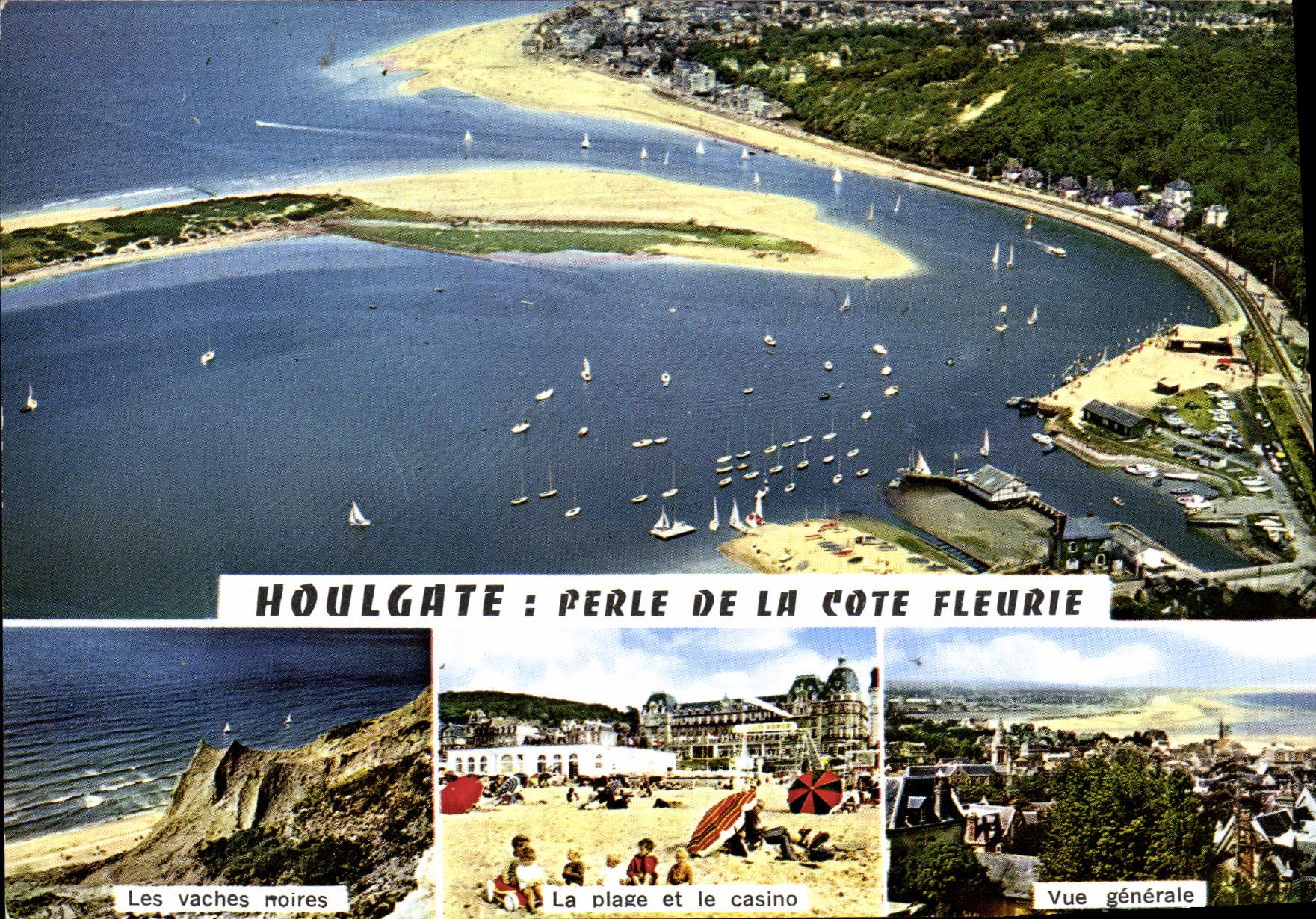 CPM Houlgate Perle De La Cote Fleurie Les vaches noires La plage et le casino Vue generale