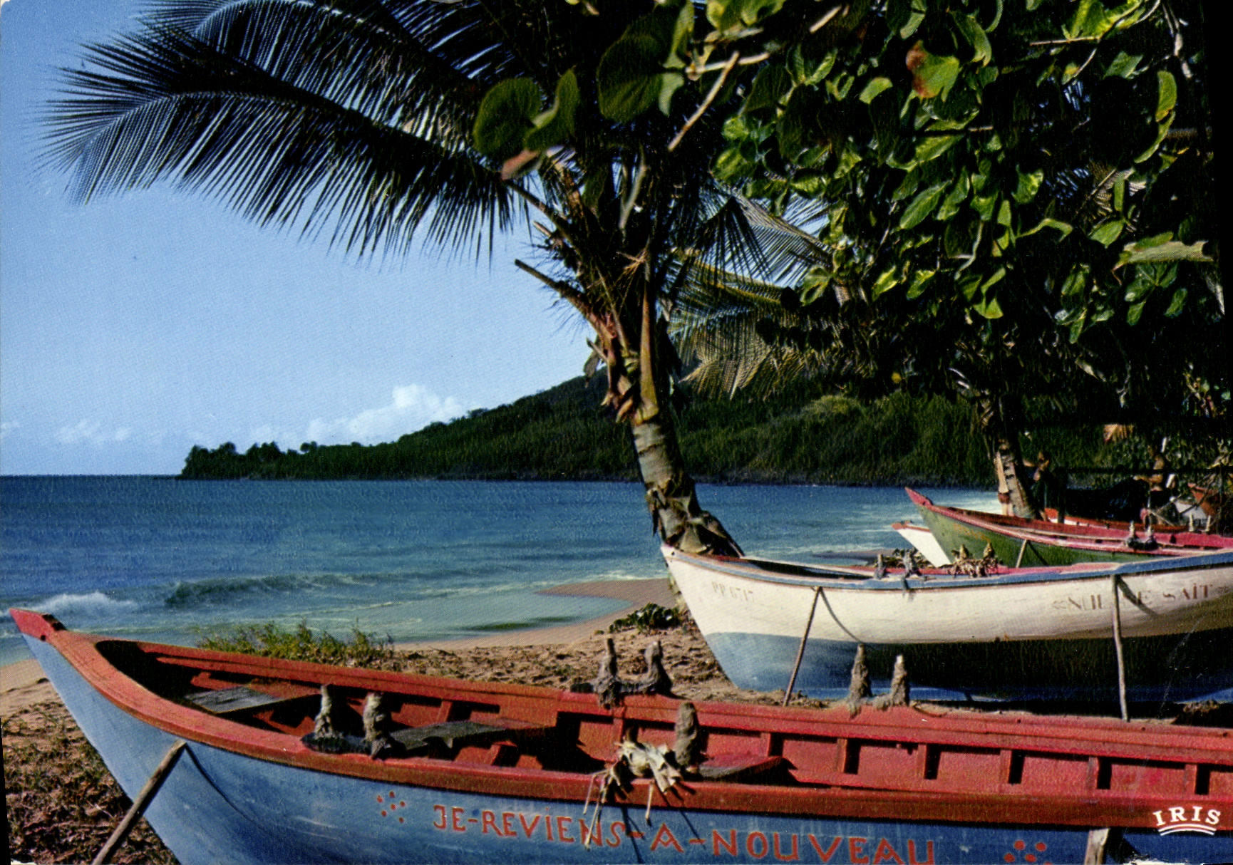 MODERN CARD Guadeloupe Village of Sinners Boat I return again