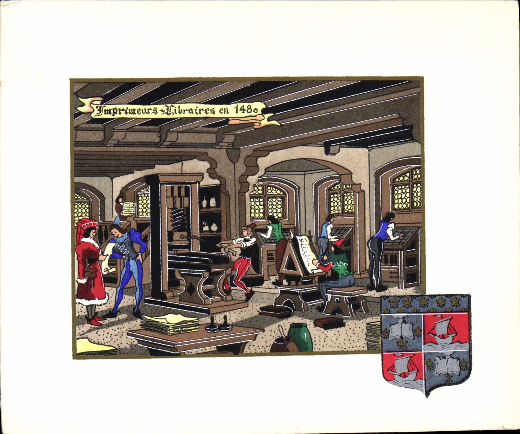 CPM Imprimeurs libraires en 1480